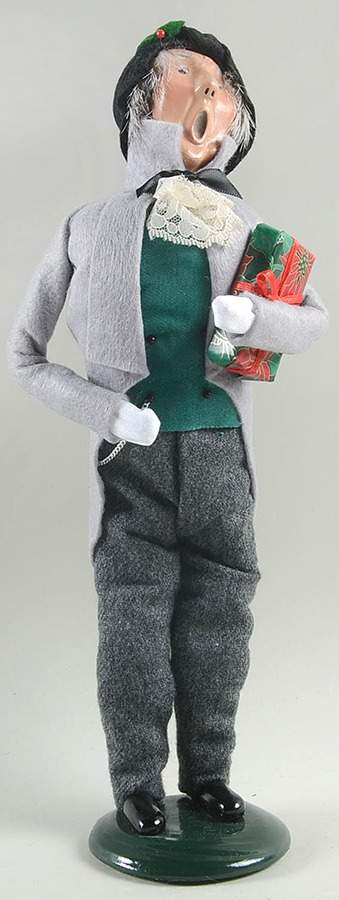 Victorian Assorted Carolers Grandfather With Gift-Grey Coat - No Box by Byers' Choice Ltd-1