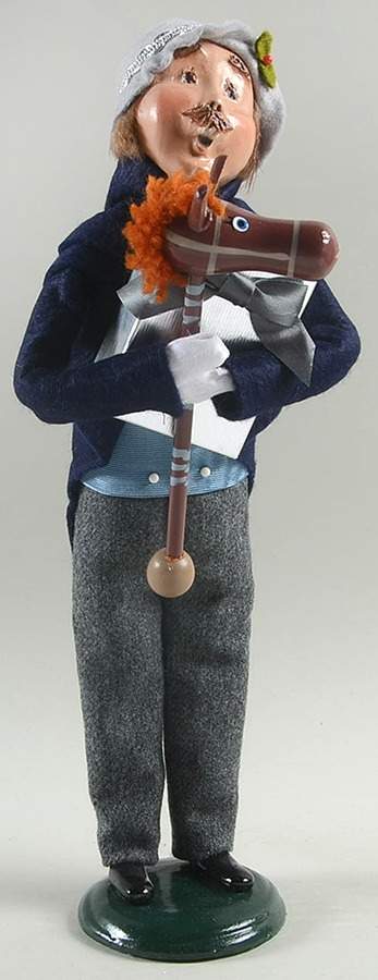 Victorian Assorted Carolers Mustache Man With Gift & Stick Horse Blu - No Box by Byers' Choice Ltd-1
