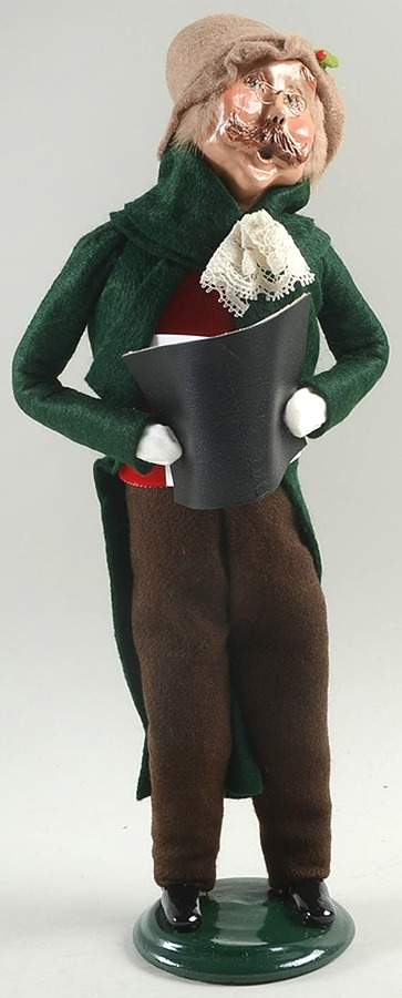 Victorian Assorted Carolers Mustache Man With Songbook-Green Coat - No Box by Byers' Choice Ltd-1