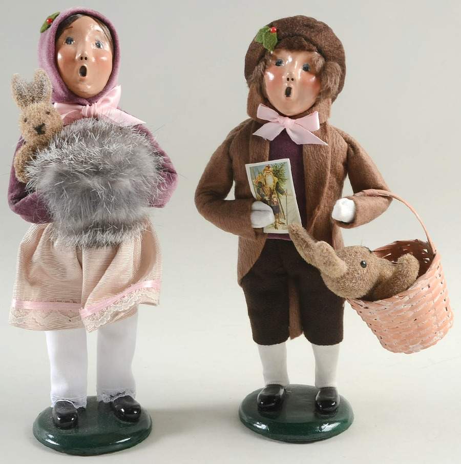 Victorian Assorted Carolers Boy And Girl-Pink And Purple - No Box by Byers' Choice Ltd-1