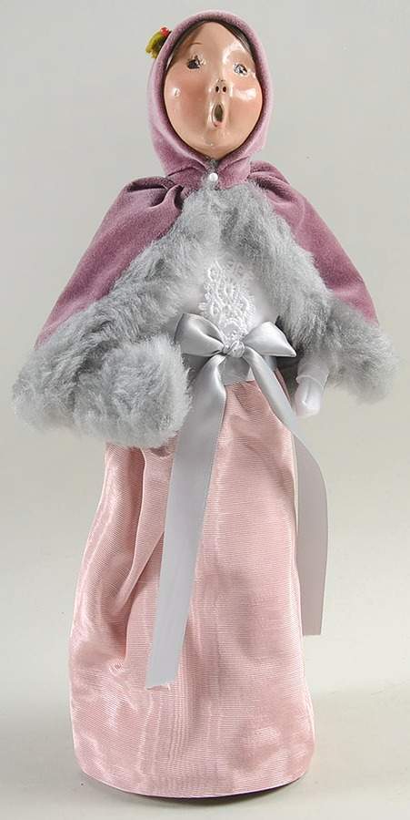 Victorian Assorted Carolers Woman With Muff-Pink Fur Lined Cape - No Box by Byers' Choice Ltd-1
