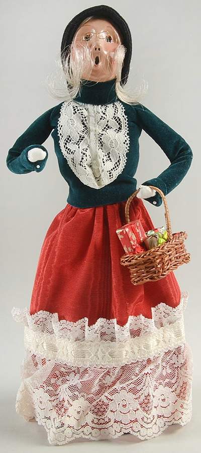 Victorian Assorted Carolers Woman With Basket-Green Top - No Box by Byers' Choice Ltd-1