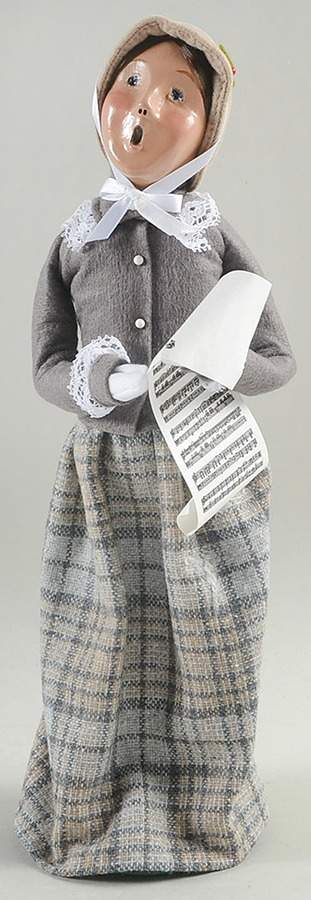 Victorian Assorted Carolers Woman With Music-Grey Top-Grey Plaid Ski - No Box by Byers' Choice Ltd-1