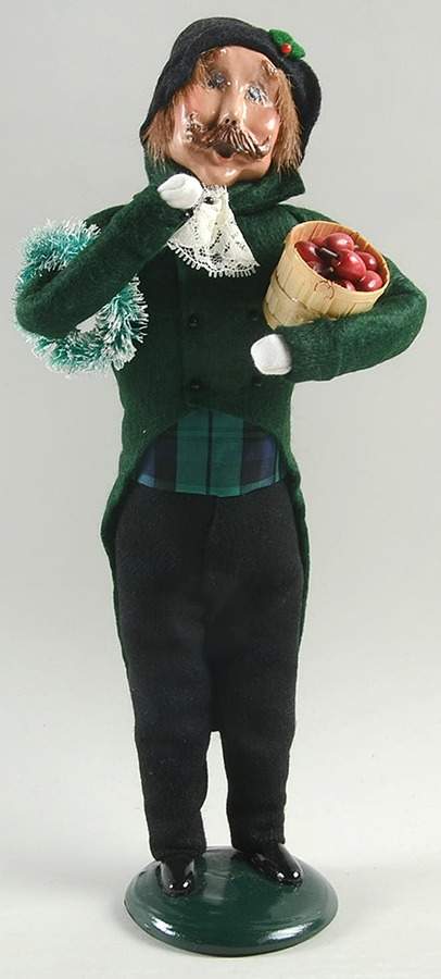 Victorian Assorted Carolers Mustache Man With Wreath & Basket Green - No Box by Byers' Choice Ltd-1