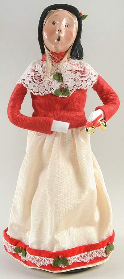 Victorian Assorted Carolers Woman With Bells-Red Lace Top - No Box by Byers' Choice Ltd-1