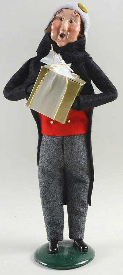 Victorian Assorted Carolers Man With Gift-Black Coat - No Box by Byers' Choice Ltd-1