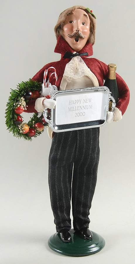 Victorian Assorted Carolers Shopper Man-Millennium Tray-Wine-Wreath - No Box by Byers' Choice Ltd-1