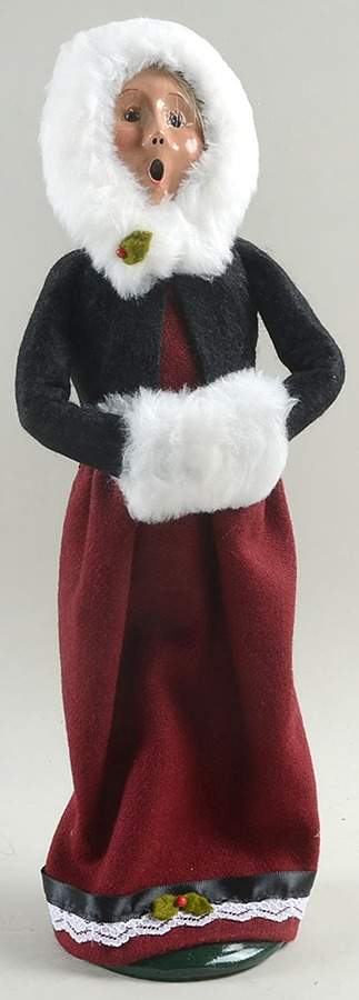 Victorian Assorted Carolers Woman With Muff-Black Fur Lined Hat - No Box by Byers' Choice Ltd-1