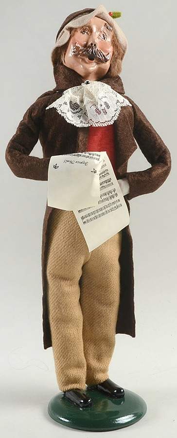 Victorian Assorted Carolers Mustache Man With Music-Brown Coat - No Box by Byers' Choice Ltd-1