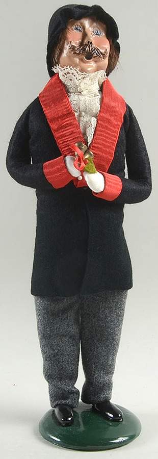 Victorian Assorted Carolers Mustache Man With Bell-Black - Nb330, No Box by Byers' Choice Ltd-1