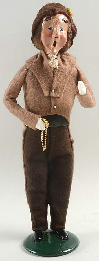 Victorian Assorted Carolers Man With Pocket Watch-Brown Coat - No Box by Byers' Choice Ltd-1
