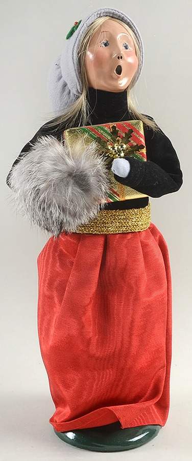 Victorian Assorted Carolers Woman With Muff And Gift-Black Top-Red  - No Box by Byers' Choice Ltd-1