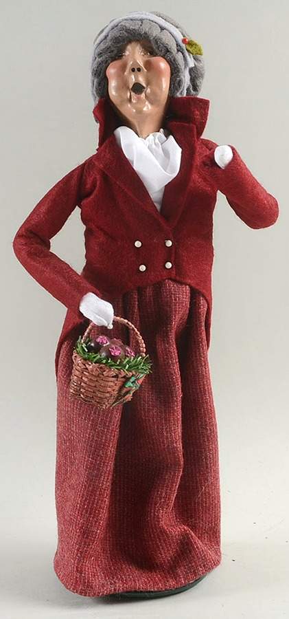 Victorian Assorted Carolers Woman With Basket-Burgundy - No Box by Byers' Choice Ltd-1
