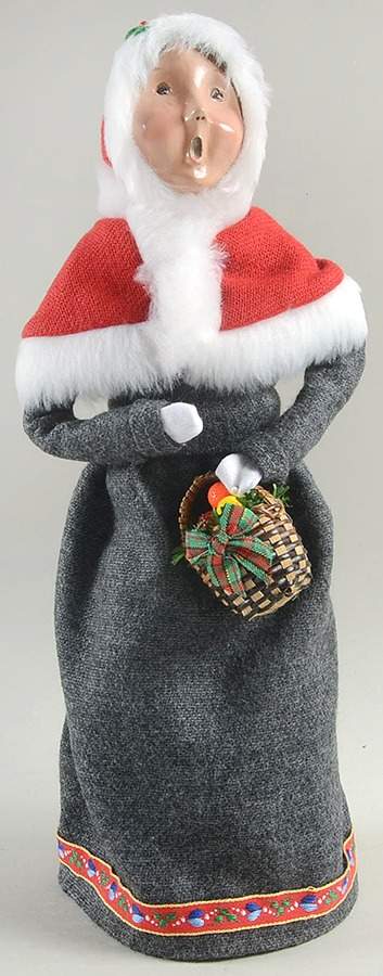 Victorian Assorted Carolers Woman With Fruit Basket-Red Cape Fur Lin - No Box by Byers' Choice Ltd-1