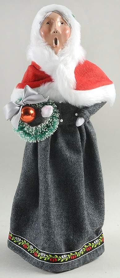 Victorian Assorted Carolers Grandmother With Wreath-Red Caped Fur  - No Box by Byers' Choice Ltd-1