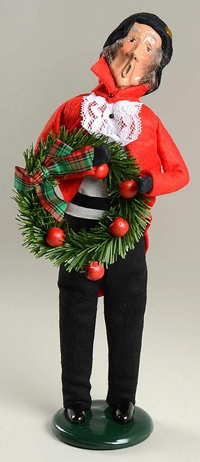 Victorian Assorted Carolers Grandfather With Apple Wreath-Red Coat - No Box by Byers' Choice Ltd-1