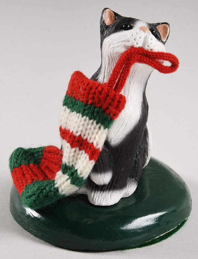 Singing Cats Tuxedo Cat With Stocking - No Box by Byers' Choice Ltd-1