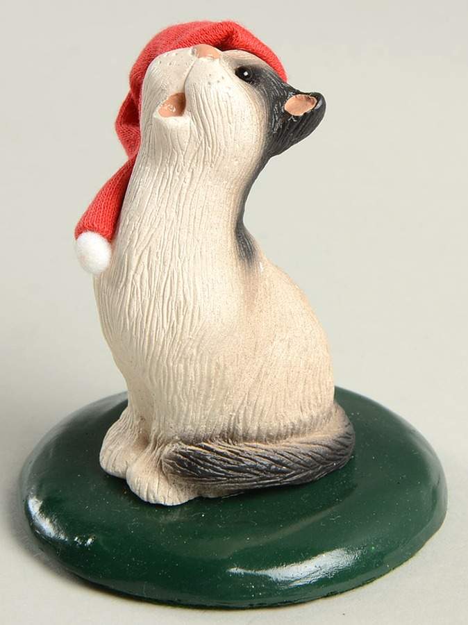 Singing Cats White And Black Cat With Santa Hat - No Box by Byers' Choice Ltd-1