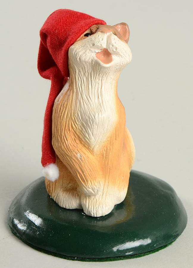 Singing Cats Yellow Cat With Santa Hat - No Box by Byers' Choice Ltd-1