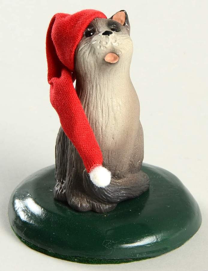 Singing Cats Grey Cat With Santa Hat - No Box by Byers' Choice Ltd-1