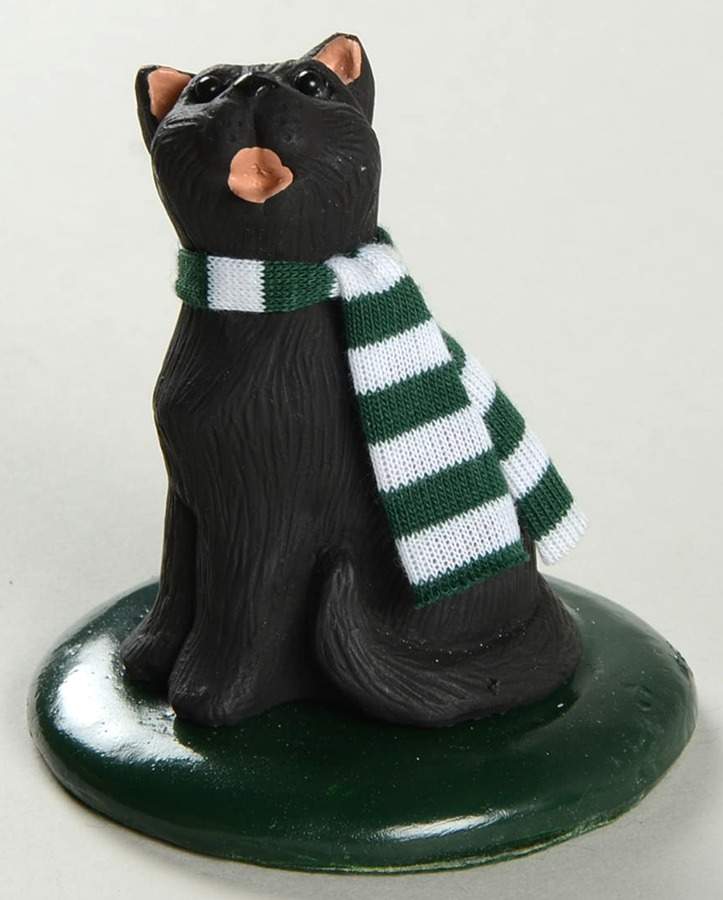 Singing Cats Black Cat With Green & Whtie Scarf - No Box by Byers' Choice Ltd-1