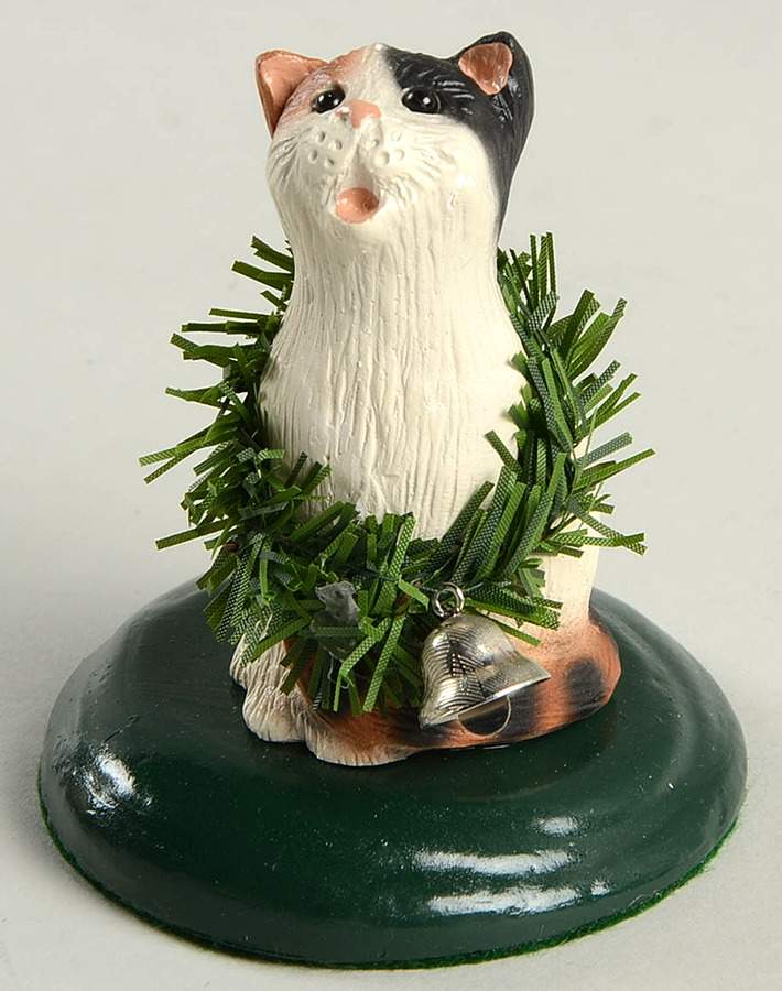 Singing Cats Cat With Wreath & Bell - No Box by Byers' Choice Ltd-1