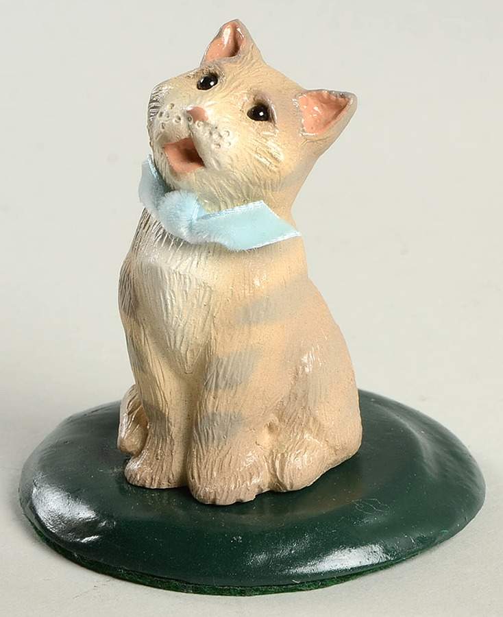 Singing Cats Silver Tabby Cat With Blue Bow - No Box by Byers' Choice Ltd-1