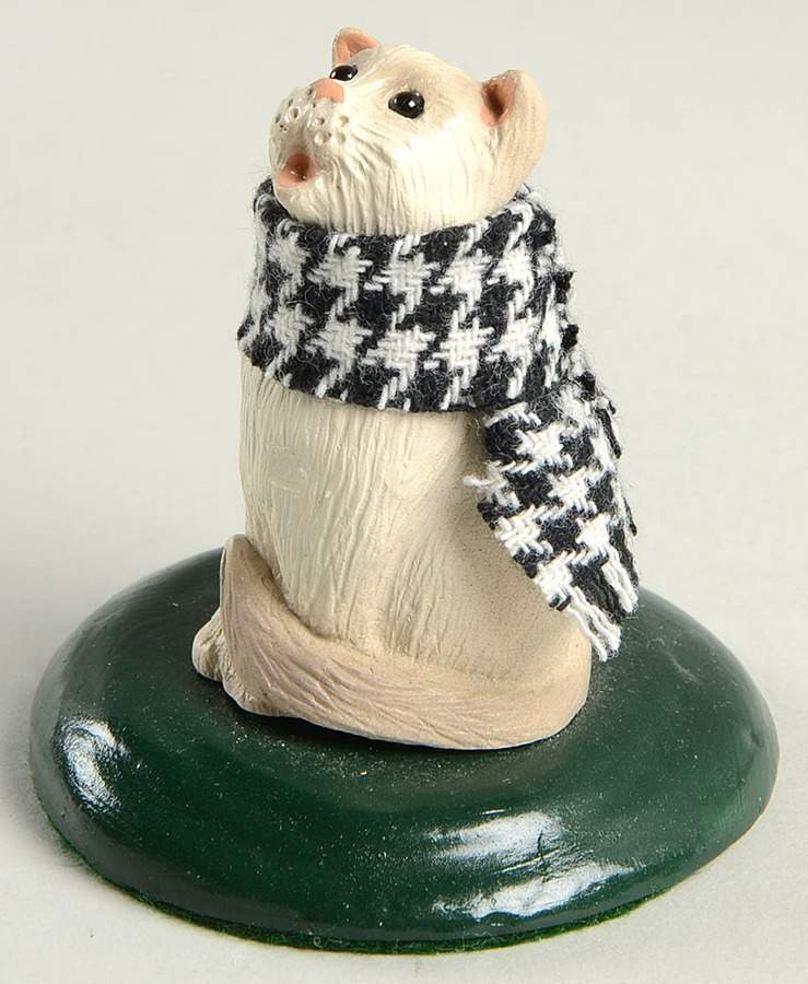Singing Cats Cat With Black And White Scarf - No Box by Byers' Choice Ltd-1