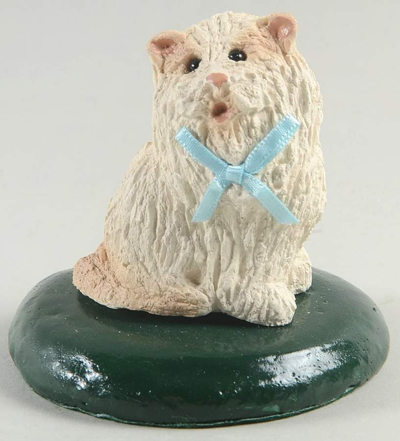Singing Cats White Cat With Blue Bow - No Box by Byers' Choice Ltd-1