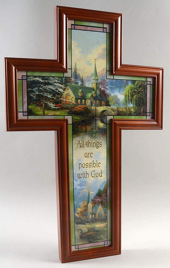 Visions of Faith Cross Plaque Visions Of Faith Stained Glass Cross - With Box by Bradford Exchange-1
