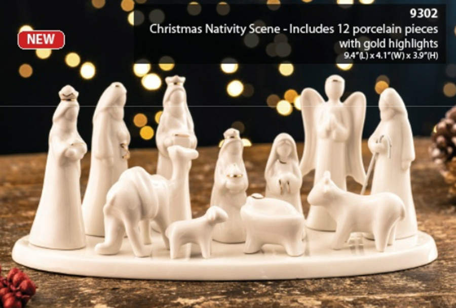 Nativity (Gold Highlights, 2021) 12 Piece Set - With Box by Belleek Pottery (Ireland)-1