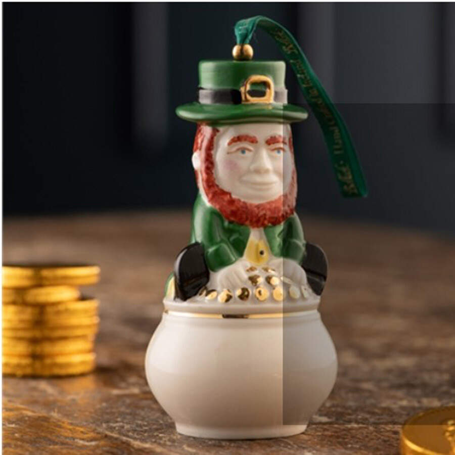 Belleek Annual Christmas Ornamets Leprechaun Pot Of Gold - No Box by Belleek Pottery (Ireland)-1