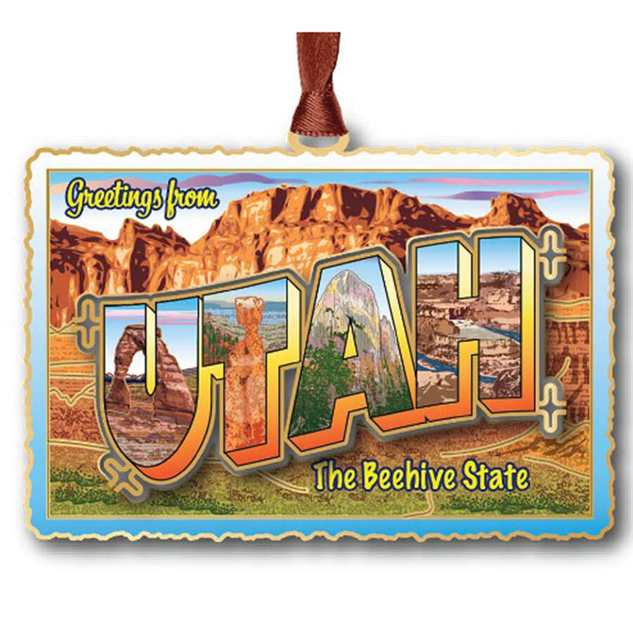 State Postcard Ornaments Utah Vintage Postcard - Boxed by Beacon Design-1