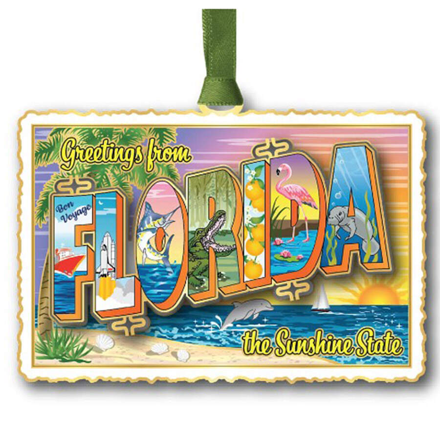 State Postcard Ornaments Florida Vintage Postcard - Boxed by Beacon Design-1