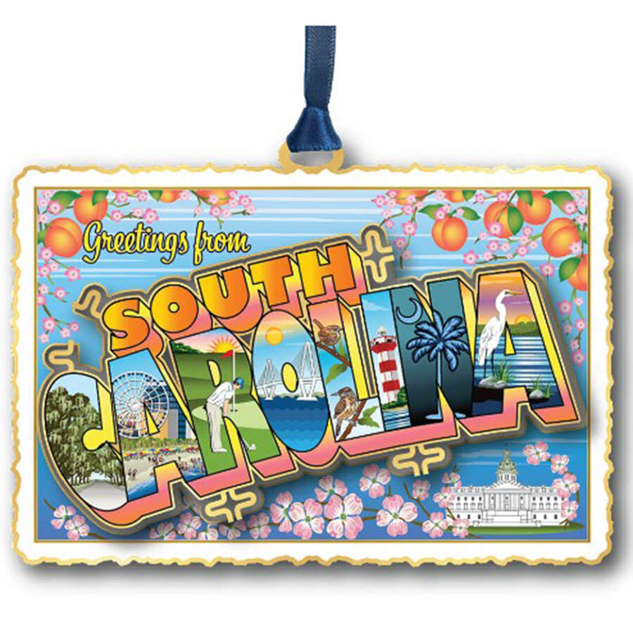 State Postcard Ornaments South Carolina Vintage Postcard - Boxed by Beacon Design-1