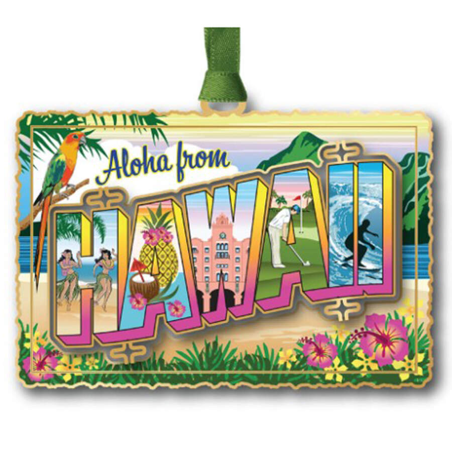 State Postcard Ornaments Hawaii Vintage Postcard - Boxed by Beacon Design-1