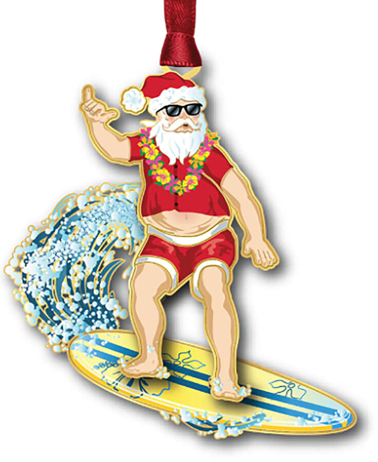 Christmas Ornaments Surfing Santa - Boxed by Beacon Design-1
