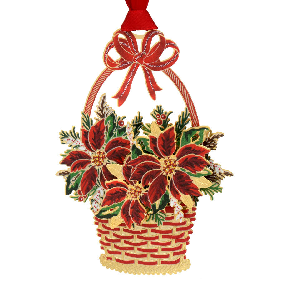 Christmas Ornaments Poinsettia Basket - Boxed by Beacon Design-1
