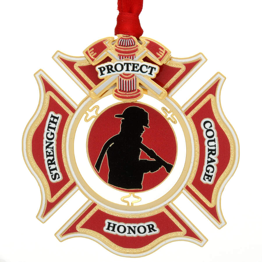 Americana Ornaments Firefighter Shield - Boxed by Beacon Design-1