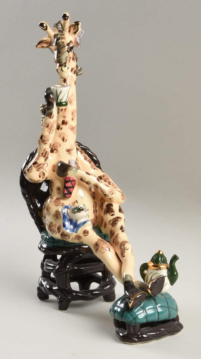Clayworks Figurine Giraffe Lounging With Umbrella - Boxed by Blue Sky-1