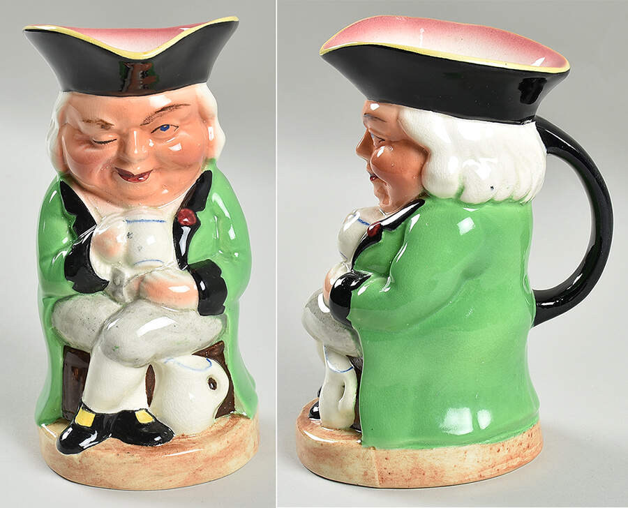 Character Jug The Winker - Green Coat - No Box by Burlington Ware-1