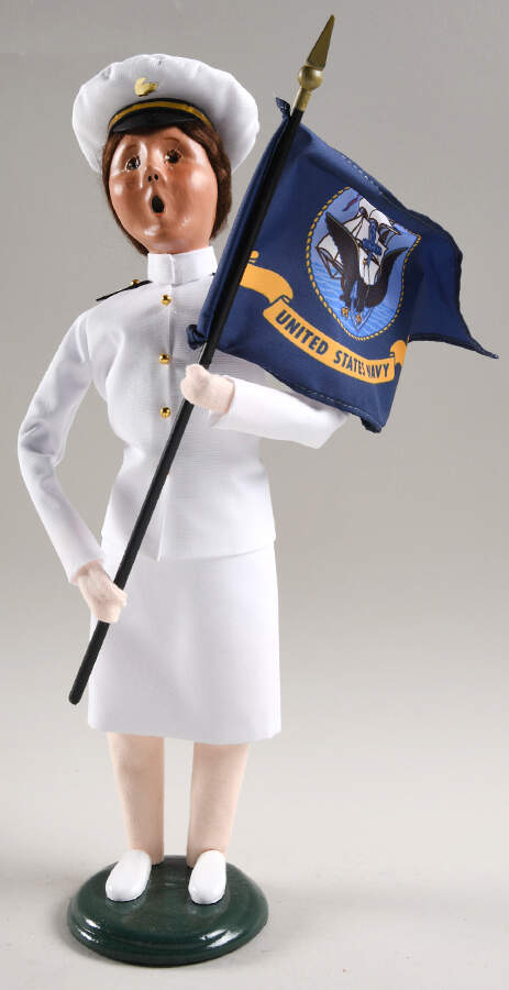 Military Service Members Navy Woman With Flag - No Box by Byers' Choice Ltd-1