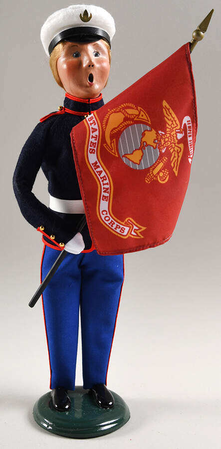 Military Service Members Marine Woman With Flag - No Box by Byers' Choice Ltd-1