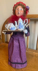 Red Hat Society Red Hat Lady W/ China Tea Set - No Box by Byers' Choice Ltd-1