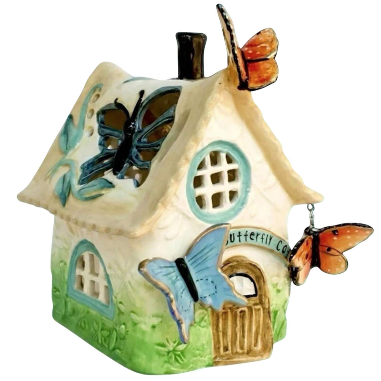 Candle House Collection (Non Seasonal) Butterfly Cottage-White - No Box 60 by Blue Sky-1