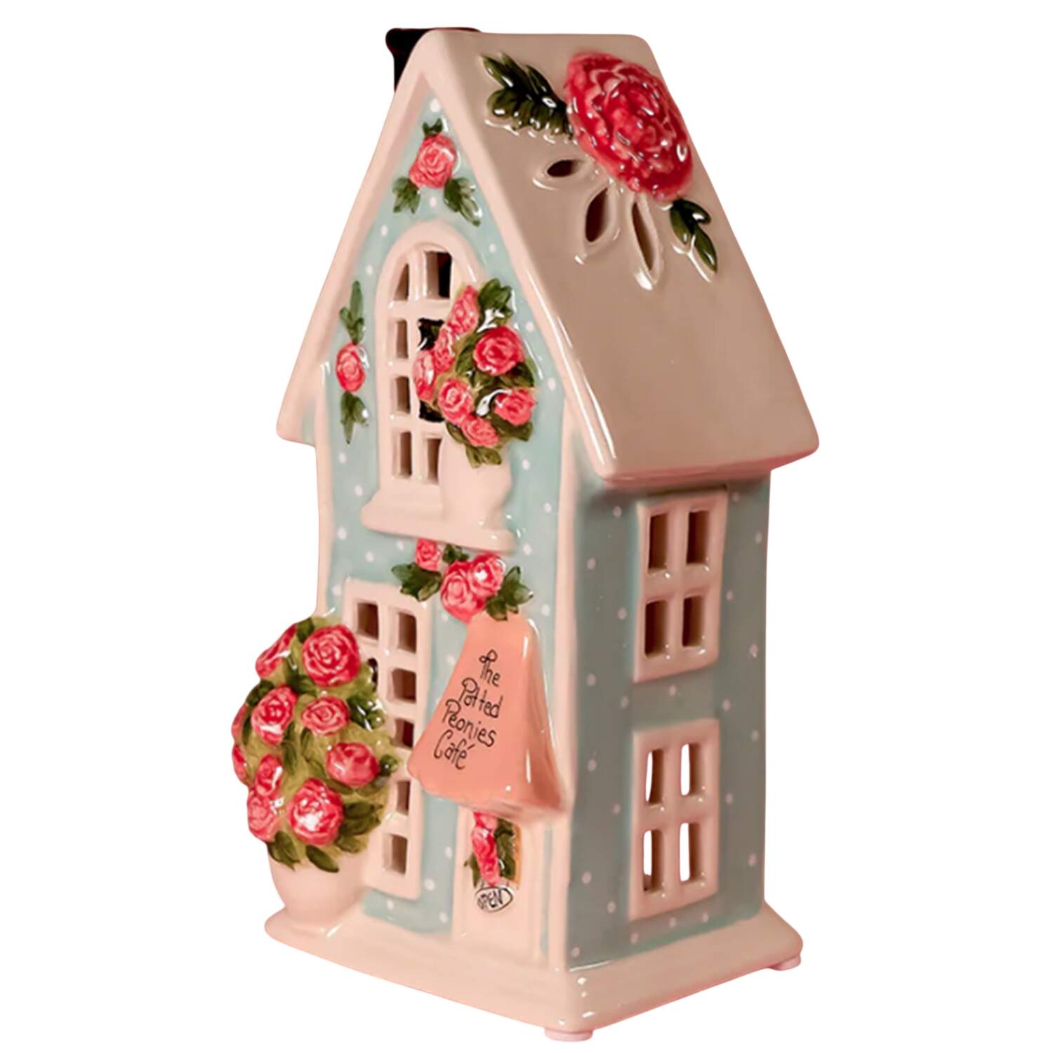 Candle House Collection (Non Seasonal) Potted Peonies Cafe - No Box by Blue Sky-1