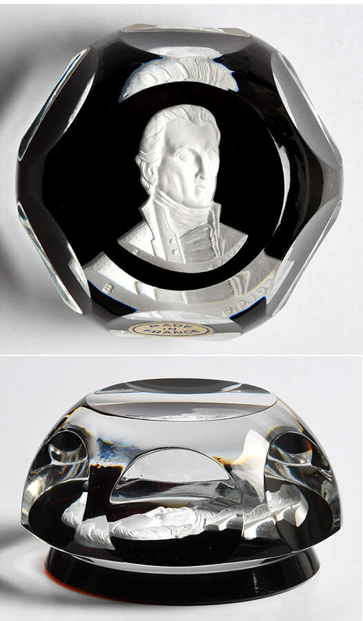 Sulphide Paperweight James Monroe - Orange Smooth Base - Boxed by Baccarat-1