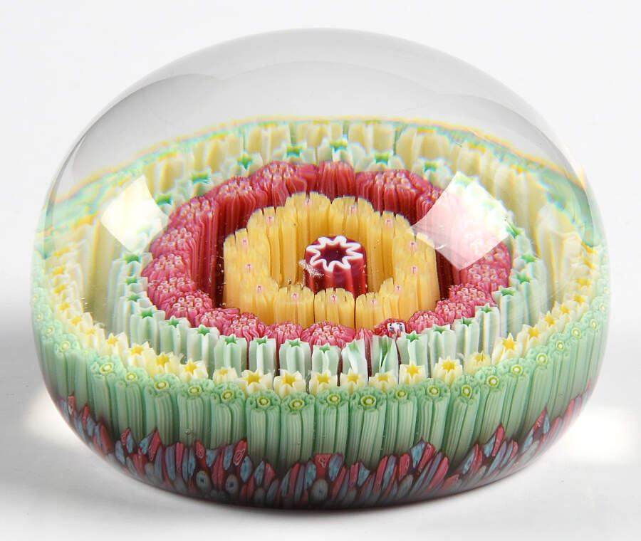 Millefiori Cane Paperweight 6 Ring Spaced Concentric - Boxed by Baccarat-1