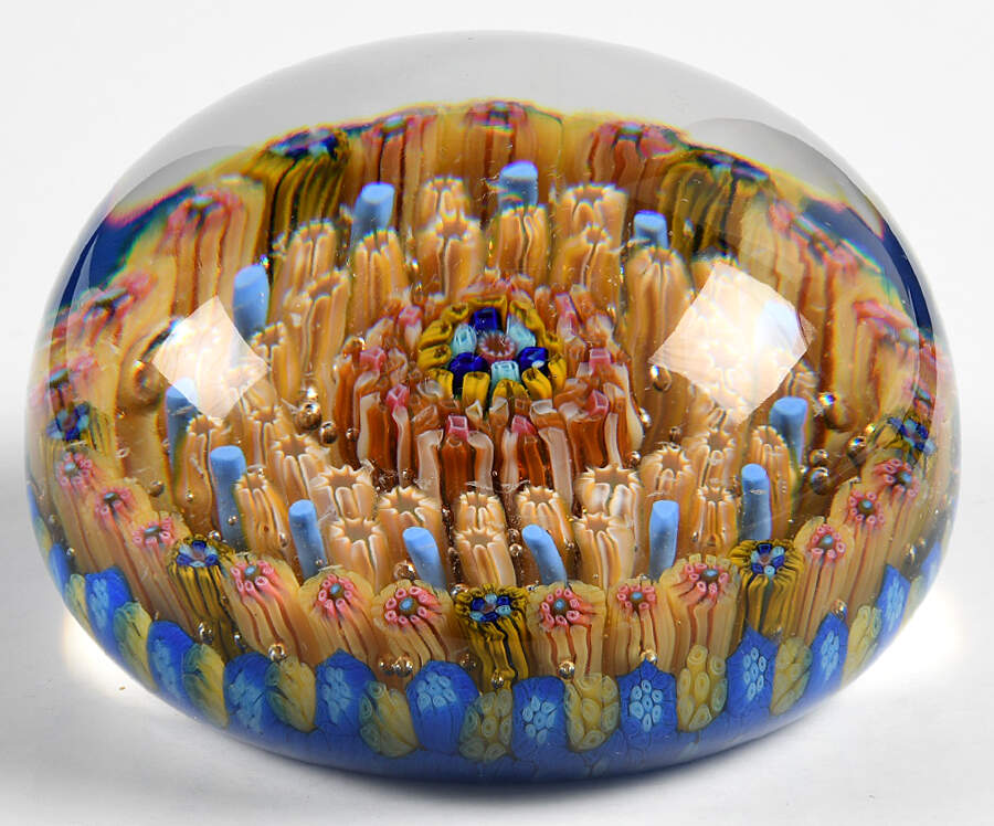 Millefiori Cane Paperweight 6 Ring Spaced Concentric - Boxed by Baccarat-1