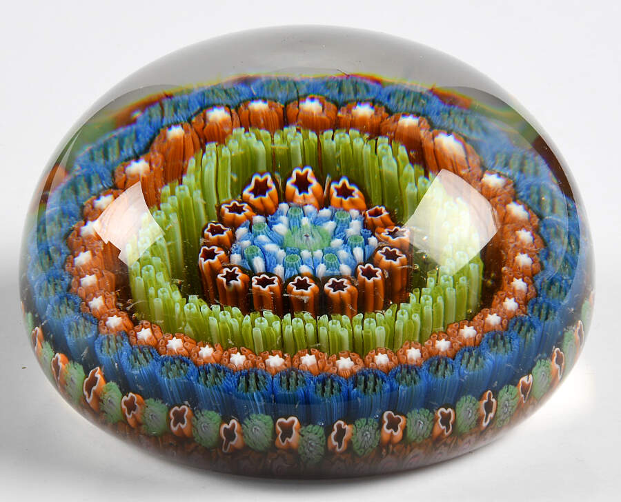 Millefiori Cane Paperweight 7 Ring Spaced Concentric - No Box by Baccarat-1